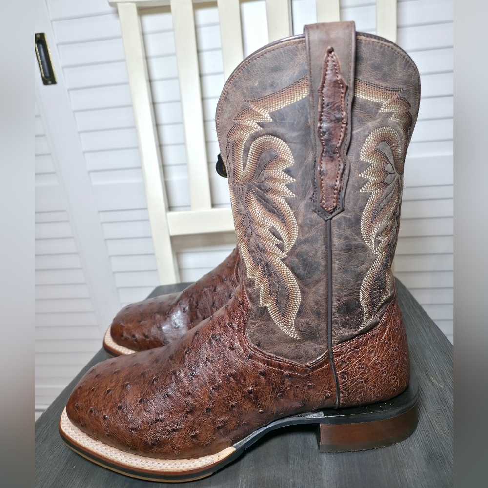Dan Post Alamosa Exotic Ostrich Cowboy Certified Boots DP3875 Men's Size 11 D